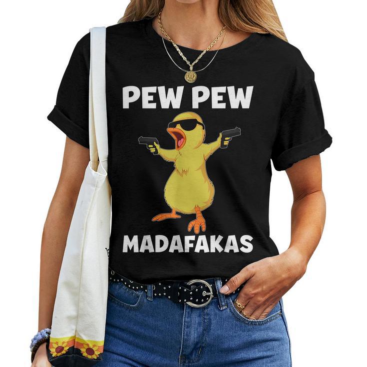 Pew Pew Madafakas Chicken Crazy Chick Pew Pew Lovers Women T Shirt Mazezy