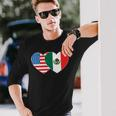 Doppelherz Mexiko & USA Flagge Langarmshirt für mexikanisch-amerikanische Patrioten Langarmshirts Geschenke für Ihn
