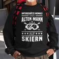 Herren Sweatshirt Niemals Einen Alten Mann Auf Skiern Unterschätzen, Skifahrer Motiv Geschenke für alte Männer