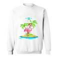 Tropischer Rosa Flamingo Sweatshirt, Hawaii Sommer Niedlich, Weihnachten im Juli