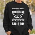 Herren Sweatshirt Niemals Einen Alten Mann Auf Skiern Unterschätzen, Skifahrer Motiv Geschenke für Ihn