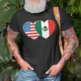 Doppelherz Mexiko & USA Flagge Langarmshirt für mexikanisch-amerikanische Patrioten Geschenke für alte Männer