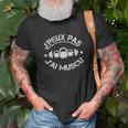 Schwarzes T-Shirt mit J'peux pas j'ai muscu & Hantel Design, Workout Motiv Tee Geschenke für alte Männer