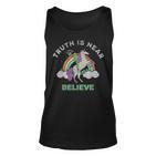 Believe Ufo Alien Reiten Einhorn Lustige Scifi Tank Top