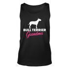 Bullterrier Oma Schwarzes Unisex TankTop, Hunde Silhouette & Text in Pink