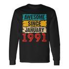 32 Year Old Awesome Since Januar 1991 32 Geburtstag Geschenke Langarmshirts