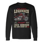 60. Geburtstag Biker Langarmshirts für Männer, Chopper Motorrad 1963 Design