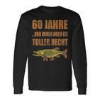 60 Jahre Geburtstag Angler Langarmshirts, Toller Hecht Vintage Design