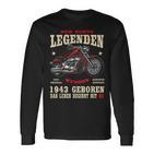 80. Geburtstag Biker Langarmshirts, Herren 1943 Motorrad Chopper