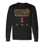 Awesome Since Februar 3 Leopardenmuster Vintage-Geburtstag Langarmshirts