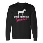 Bullterrier Oma Schwarzes Langarmshirts, Hunde Silhouette & Text in Pink