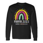 Damen Mama 2023 Loading Regenbogen Herz Werdende Mutter Mutti Langarmshirts