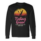 Fishing Queen Damen Langarmshirts mit Angler-Sonnenuntergang und Spruch