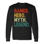 Gamer Hero Myth Legend Vintage Gaming Langarmshirts