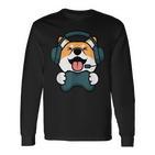 Gamer Hund Shiba Inu Gaming Zocken Nerd Lustig Kawaii Zocker Langarmshirts