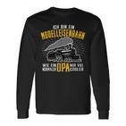 Herren Modelleisenbahn Opa Eisenbahner Modellbauer Rentner Langarmshirts