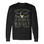 Herren Save Water Drink Whisky Langarmshirts, Islay Single Malt Motiv