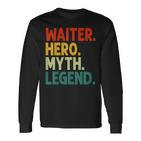 Herren Waiter Hero Myth Legend Retro Vintage Kellner Langarmshirts
