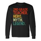 Lehrer Der 2 Klasse Held Mythos Legende Vintage-Lehrertag Langarmshirts