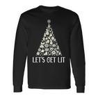 Lets Get Lit Weihnachtsbaum Geschenke Lebkuchen Schneemann Langarmshirts