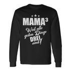 Mutter Mama Drillinge Drillingsmama Mom Hoch 3 Kinder Lustig Langarmshirts