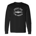 Schwarzes Langarmshirts mit J'peux pas j'ai muscu & Hantel Design, Workout Motiv Tee