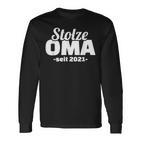 Stolze Oma seit 2021 Schwarzes Langarmshirts, Präsent für Großmütter