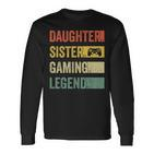 Vintage Gamer Girl Langarmshirts, Tochter & Schwester Gaming Legende