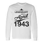 80 Geburtstag 80 Jahre Alt Legendär Seit April 1943 V6 Langarmshirts