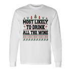 Familien-Weihnachts-Langarmshirts: Wer trinkt den Wein? Lustiges Design