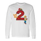 Kinder Geburtstags 2 Jahre Junge Bagger Baumeister Langarmshirts