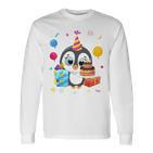 Kinder Pinguin-Party 9. Geburtstag Langarmshirts, Pinguin Mottoparty Outfit