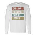 Papa Ehemann Gaming Legende Vintage Videospieler Papa Vater Langarmshirts