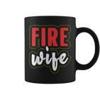 Feuerwehrfrau Ehefrau Damen Tassen, Schwarz mit Aufschrift