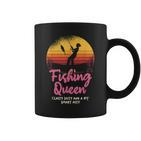Fishing Queen Damen Tassen mit Angler-Sonnenuntergang und Spruch