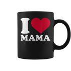 I Love Mama Schwarz Tassen, Herzmotiv zum Muttertag