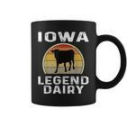 Iowa Dairy Farmer Legend Tassen mit Retro-Sonnenuntergang & Kuhmotiv