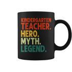 Kindergarten Lehrer Held Mythos Legende Vintage Lehrertag Tassen