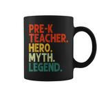Pre-K Teacher Hero Myth Legend Vintage Lehrertag Tassen