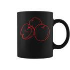 Schwarzes Tassen mit Rotem Apfel-Design, Kreatives Obst Motiv Tee