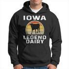 Iowa Dairy Farmer Legend Hoodie mit Retro-Sonnenuntergang & Kuhmotiv