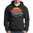 Retro Burger Sunset Hoodie für Herren – Vintage Design Schwarz