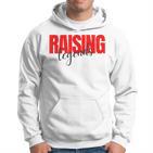 Raising Legends Slogan Hoodie, Weiß mit Rotem Text