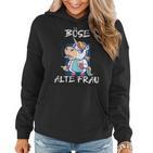 Damen Böse Alte Frau Für Oma Großmuter Spruch Rockerin Frauen Hoodie