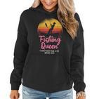 Fishing Queen Damen Hoodie mit Angler-Sonnenuntergang und Spruch