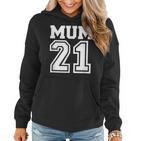 Schwarzes Hoodie Mum 21 im Sportdesign, Perfektes Tee für Mütter