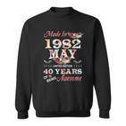 1982 Mai Vintage Blumen Sweatshirt, 40 Jahre Awesome