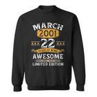 22 Geburtstag Geschenke Mann Frau Jahrgang März 2001 Sweatshirt