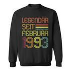 30 Geburtstag Vintage 30 Jahre Legendär Seit Februar 1993 Sweatshirt