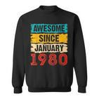 43 Year Old Awesome Since Januar 1980 43 Geburtstag Geschenke Sweatshirt